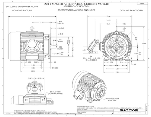 ABB Baldor CCPX36626T | 60HP, 3560RPM, 3PH, 60HZ, 364TSC, TEFC, F1