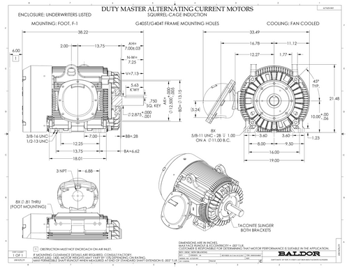 ABB Baldor CCPX40666T | 60HP, 1185RPM, 3PH, 60HZ, 404TC, TEFC, F1