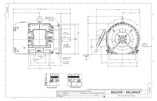 ABB Baldor CECP83664T-4 | 2HP, 1165RPM, 3PH, 60HZ, 182TC, 0642M, TEFC, F1