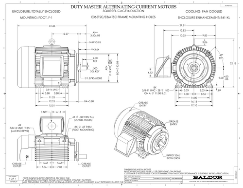 ABB Baldor CECP84310T-4 | 60HP, 3600RPM, 3PH, 60HZ, 364TSC, TEFC, FOOT,