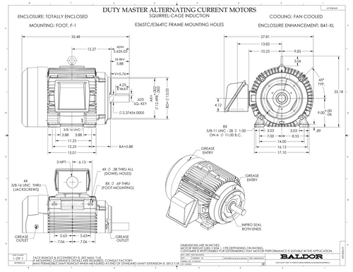 ABB Baldor CECP84316T-4 | 75HP, 1780RPM, 3PH, 60HZ, 365TC, TEFC, FOOT,