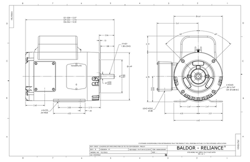 ABB Baldor CEL11307 | .75HP, 1750RPM, 1PH, 60HZ, 56C, 3524LC, OPEN, F