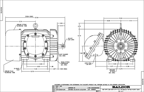 ABB Baldor CPX28326T | 46M 2P XPFC HOR 286TSY TSTAT CP FEAT INV