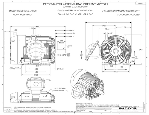 ABB Baldor CPX441246T | 125/100HP, 1785/1485RPM, 3PH, 60/50HZ, 44