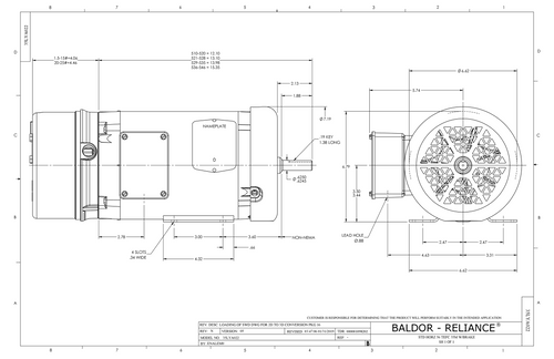 ABB Baldor EBM3558Y | 2HP, 1755RPM, 3PH, 60HZ, 56, 3528M, TEFC, F1, BR