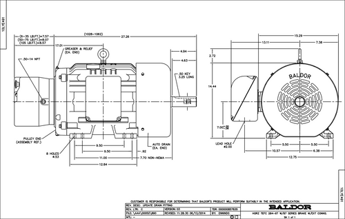 ABB Baldor EBM4103TY | 25HP, 1775RPM, 3PH, 60HZ, 284T, 1054M, TEFC, F1