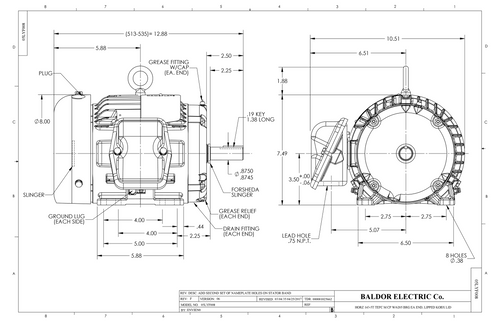 ABB Baldor ECP3582T | 1HP, 1160RPM, 3PH, 60HZ, 145T, 0526M, TEFC, F1