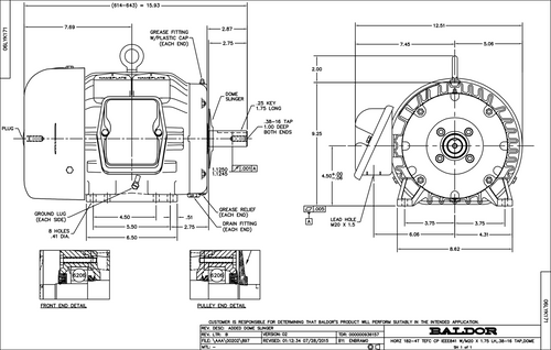 ABB Baldor ECP63665T-4 | 5HP, 1750RPM, 3PH, 60HZ, 184T, 0641M, TEFC, F1