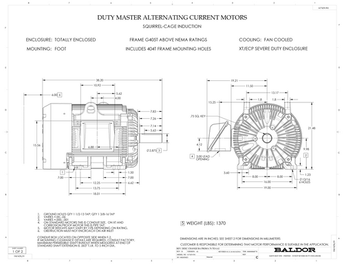 ABB Baldor ECR91004TR-4 | 100HP, 1785RPM, 3PH, 60HZ, 405T, A40076M, TEFC