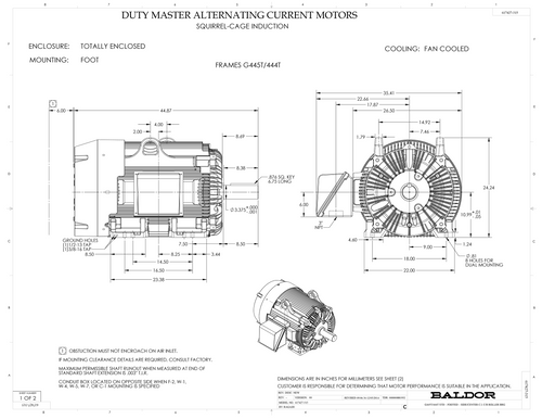 ABB Baldor ECR91504TR-4 | 150HP, 1785RPM, 3PH, 60HZ, 445T, A4488M, TEFC