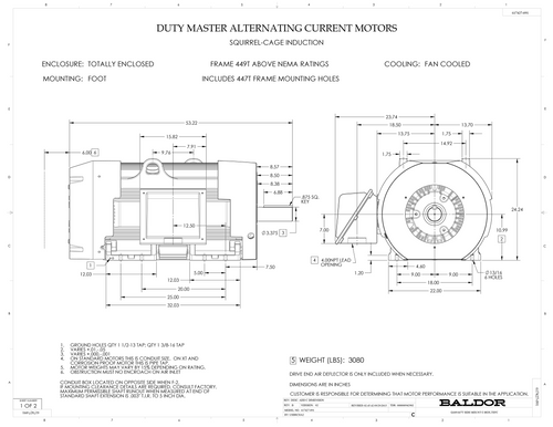 ABB Baldor ECR93004T-4 | 300HP, 1785RPM, 3PH, 60HZ, 449T, A44144M, TEFC