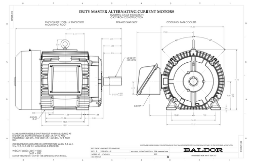 ABB Baldor ECR9506TR | 50HP, 1180RPM, 3PH, 60HZ, 365T, A3668M, TEFC, F