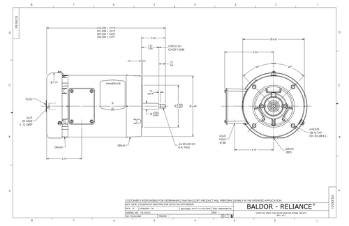 ABB Baldor EJM3550 | 1.5HP, 3450RPM, 3PH, 60HZ, 56J, 3520M, TEFC, F1