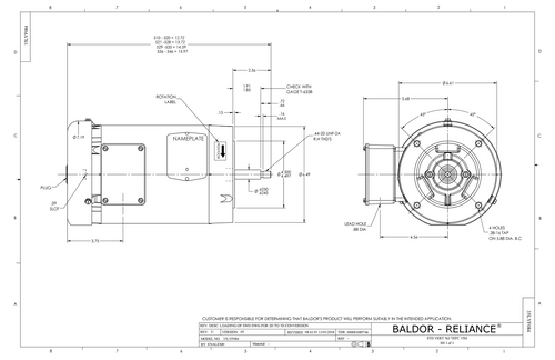 ABB Baldor EJM3555 | 2HP, 3490RPM, 3PH, 60HZ, 56J, 3526M, TEFC, F1, N