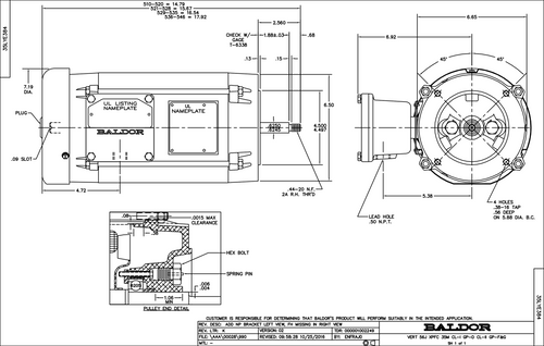 ABB Baldor EJM7071 | 2HP, 3490RPM, 3PH, 60HZ, 56J, 3526M, XPFC, F1, N