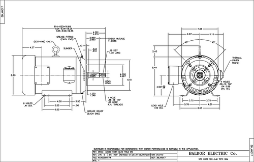 ABB Baldor EJMM3610T-5 | 3HP, 3450RPM, 3PH, 60HZ, 182JM, 3622M, TEFC, F1