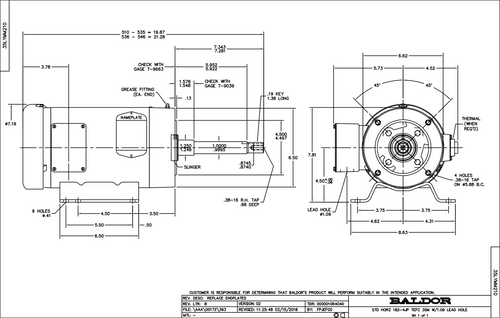 ABB Baldor EJPM3610T | 3HP, 3450RPM, 3PH, 60HZ, 182JP, 3532M, TEFC, F1