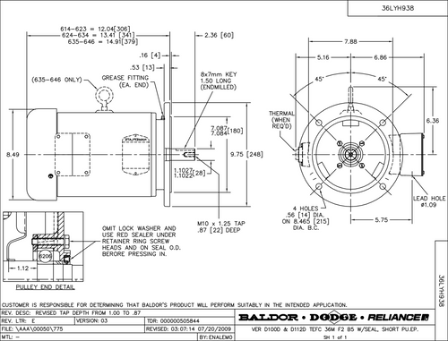ABB Baldor EMVM3615D | 3.7KW, 1750RPM, 3PH, 60HZ, D112MD, 3642M, TEFC