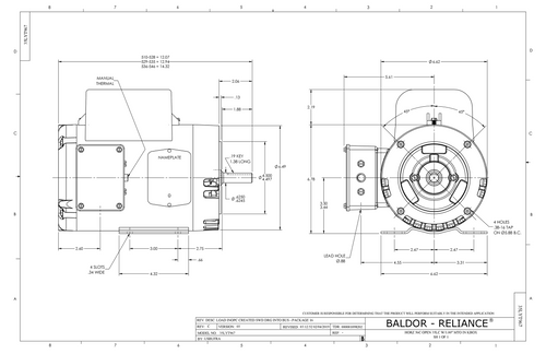 ABB Baldor EPCL1313M | 1.5HP, 3480RPM, 1PH, 60HZ, 56C, 3532LC, OPEN, F
