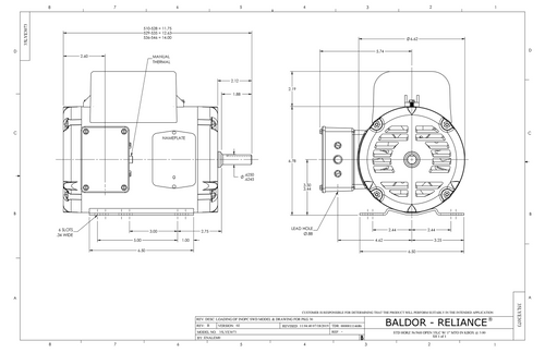 ABB Baldor EPL1313M | 1.5HP, 3480RPM, 1PH, 60HZ, 56H, 3532LC, OPEN, F
