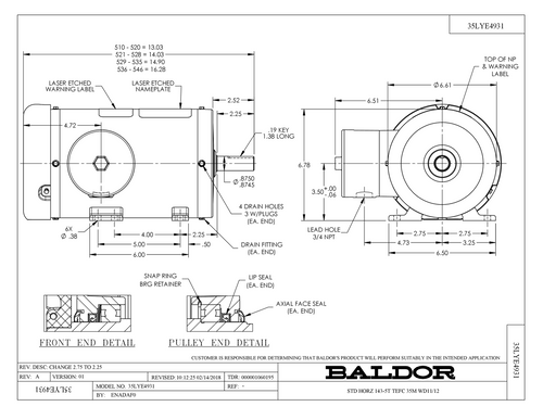 ABB Baldor FSWDM3554T-E | 1.5HP, 1760RPM, 3PH, 60HZ, 145T, 3528M, TEFC, F