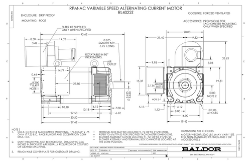 ABB Baldor IDDRPM405004R1 | 500HP, 1785/2400RPM, 460V, 3PH, DPGFV, RL4022