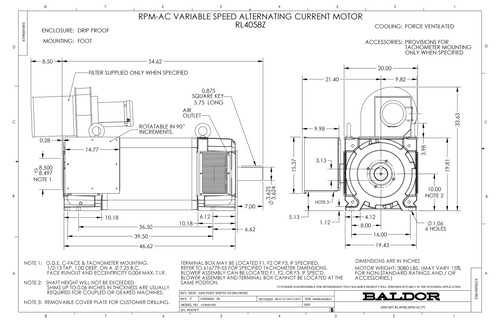 ABB Baldor IDDRPM407004R1 | 700HP, 1780/2400RPM, 460V, 3PH, DPGFV, RL4058