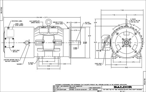 ABB Baldor IDM3661T-5 | 3HP, 1755RPM, 3PH, 60HZ, 184TC, 0632M, TEBC, F1