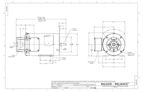 ABB Baldor IDNM3534 | .33HP, 1750RPM, 3PH, 60HZ, 56C, 3512M, TENV, F1