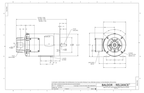 ABB Baldor IDNM3538 | .5HP, 1740RPM, 3PH, 60HZ, 56C, 3512M, TENV, F1