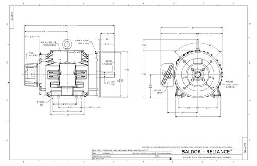 ABB Baldor IDNM3661T | 3HP, 1760RPM, 3PH, 60HZ, 184TC, 0636M, TENV, F1