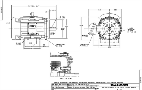 ABB Baldor IDXCM7036T-C | 3HP, 1165RPM, 3PH, 60HZ, 213TC, 0738M, XPFC, F1