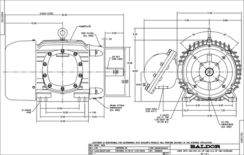 ABB Baldor IDXCM7080T-C | 30HP, 1180RPM, 3PH, 60HZ, 326TC, 1264M, XPFC, F