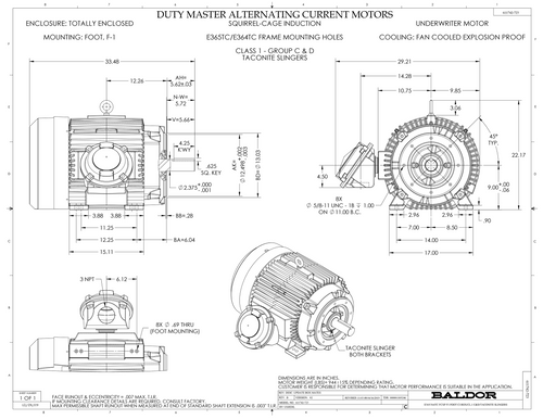 ABB Baldor IDXCM7085T-C | 50HP, 1180RPM, 3PH, 60HZ, 365TC, TEFC, F1