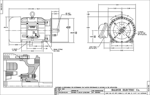 ABB Baldor IDXCM7542T-C | 3HP, 1755RPM, 3PH, 60HZ, 182TC, 0632M, XPFC, F1