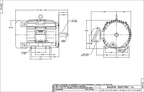 ABB Baldor IDXM7036T-C | 3HP, 1165RPM, 3PH, 60HZ, 213T, 0738M, XPFC, F1