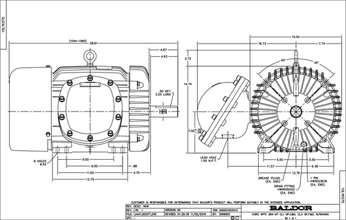 ABB Baldor IDXM7057T-C | 15HP, 1175RPM, 3PH, 60HZ, 284T, 1046M, XPFC, F1