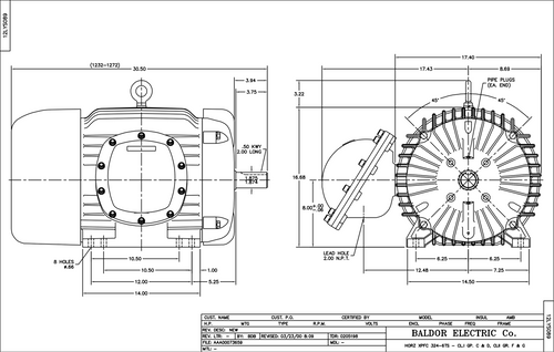 ABB Baldor IDXM7081T-C | 50HP, 3560RPM, 3PH, 60HZ, 326TS, 1264M, XPFC, F