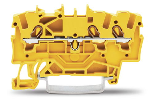 Wago 2001-1306 | TOPJOBS feedthrough terminal block, rail mount, 3-conductor, 4.2 mm wide, yellow (5 PK)