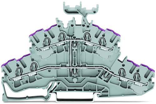 Wago 2002-2438 | TOPJOBS double-deck terminal block, internally commoned, with marker carrier, rail mount, 8-conductor, 5.2 mm wide, gray