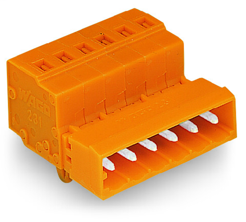 Wago  (25 PK) 231-642/018-000 | 1-conductor male connector, Snap-in mounting feet, 2.5 mm, Pin spacing 5.