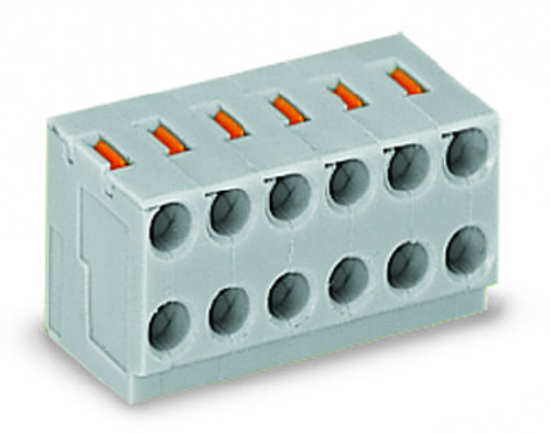 Wago  (100 PK) 252-106 | 2-conductor modular PCB connector, for individual solder pins, push-button, 0.8