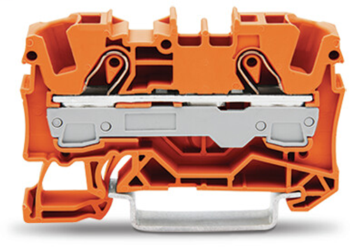 Wago 2006-1202 | TOPJOBS feedthrough terminal block, rail mount, 2-conductor, 7.5 mm wide, orange (5 PK)