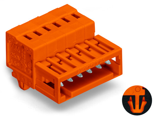 Wago  (50 PK) 734-342/018-000 | 1-conductor male connector, 100% protected against mismating, Snap-in mou