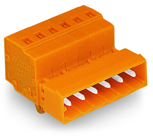 Wago  (10 PK) 231-654/018-000 | 1-conductor male connector, Snap-in mounting feet, 2.5 mm, Pin spacing 5.