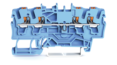 Wago 2202-1404 | TOPJOBS feedthrough terminal block with Push-buttons, rail mount, 4-conductor, 5.2 mm wide, blue (5 PK)