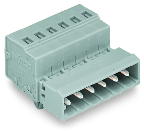 Wago  (25 PK) 231-618/018-000 | 1-conductor male connector, Snap-in mounting feet, 2.5 mm, Pin spacing 5