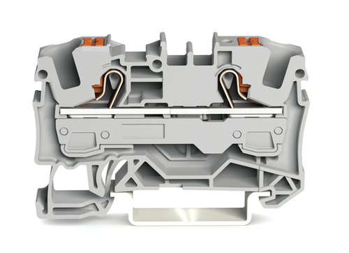 Wago 2206-1201 | TOPJOBS feedthrough terminal block with Push-buttons, rail mount, 2-conductor, 7.5 mm wide, gray (5 PK)