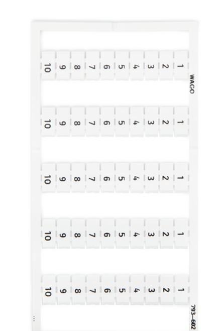 Wago 793-602 | WMB marking card, as card, MARKED, 1 ... 10 (10x), not stretchable, Vertical marking, snap-on type (5 PK)