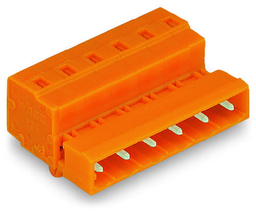 Wago  (50 PK) 731-635/018-000 | 1-conductor male connector, Snap-in mounting feet, 2.5 mm, Pin spacing 7.